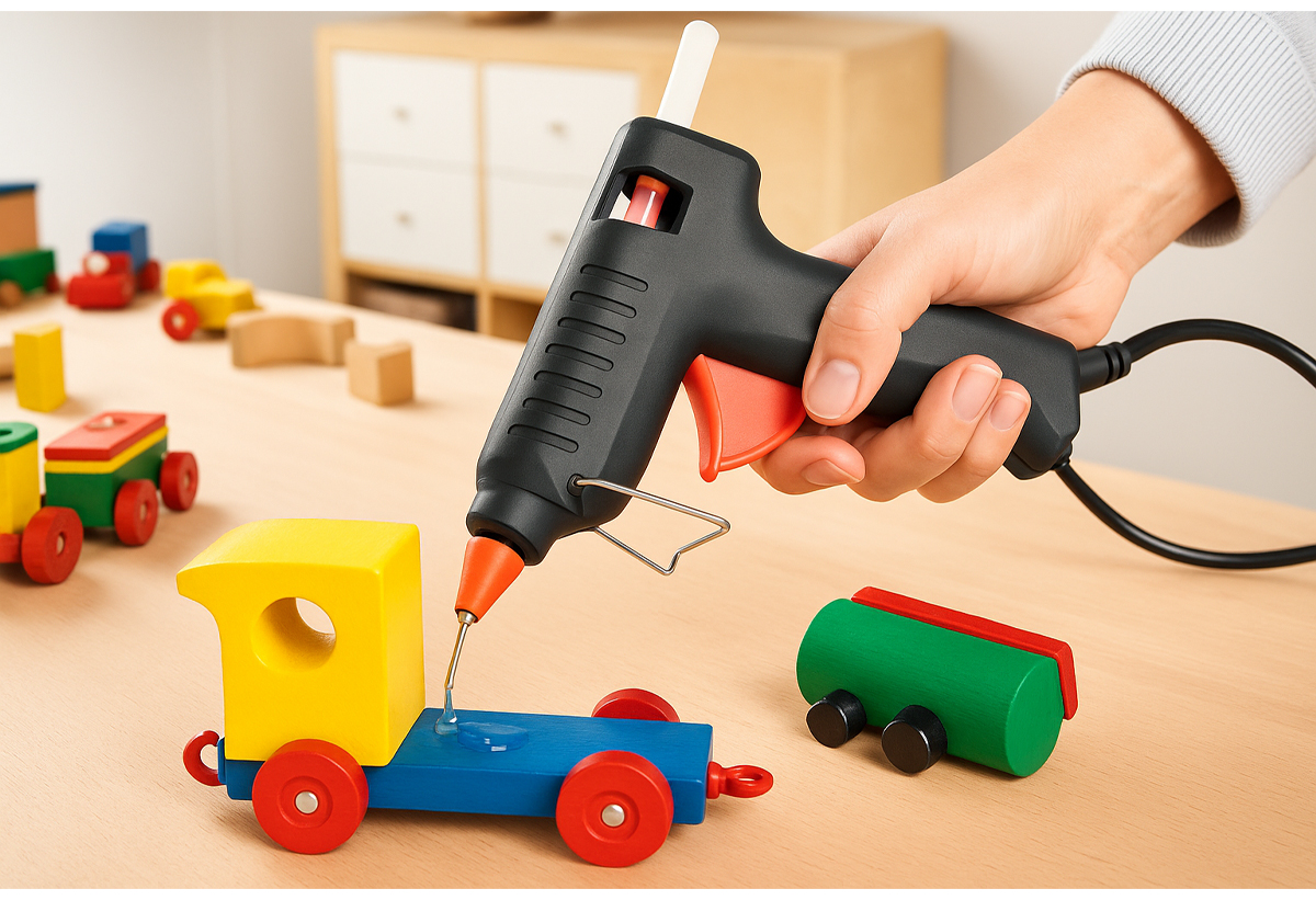 Απεικονίζεται το πιστόλι θερμοκόλλησης 